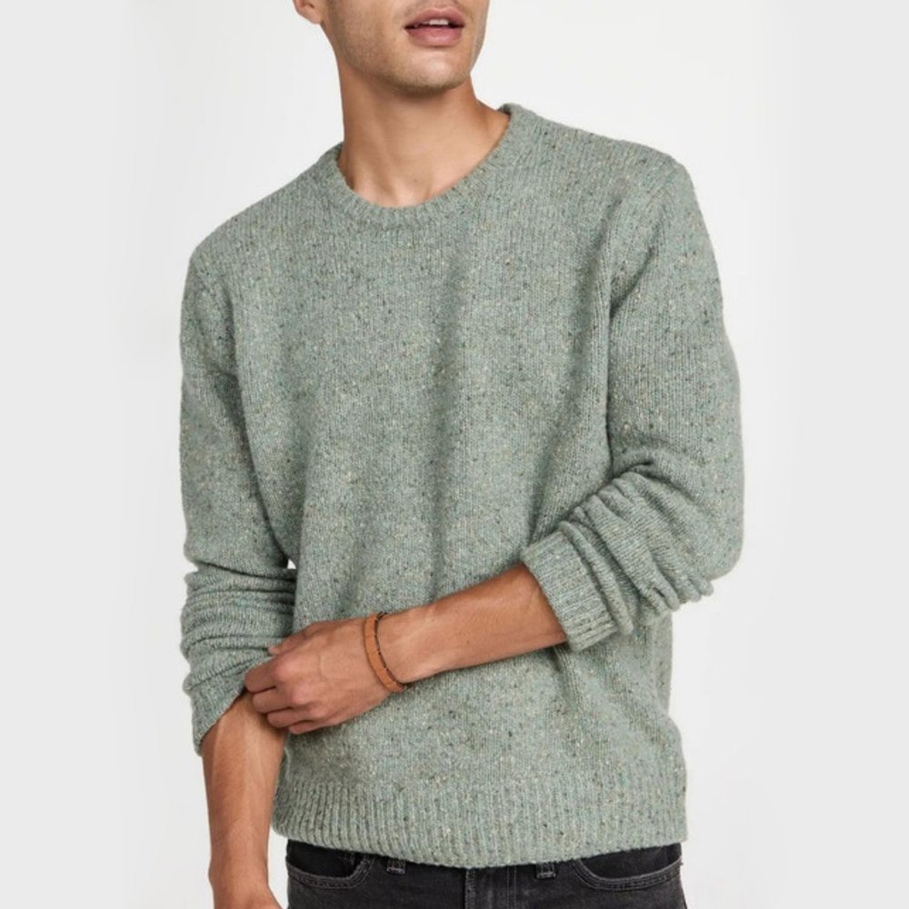 Madewell Donegal Crewneck Sweater, Mens Merino Wool & Alpaca Jumper, sz L